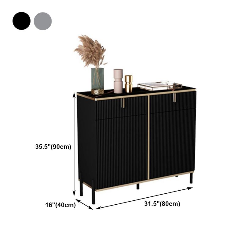 Server top nero in stile glam con porta e cassetto per soggiorno