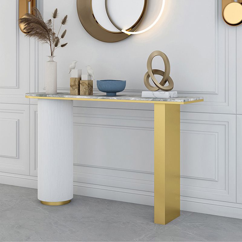 Glam Half Moon Console Table Marble Stain Resistant Scratch Resistant Console Clearhalo 'Console Tables' 'console_tables' 'Entry & Mudroom Furniture' 'furn' 'furn_console_tables' 'Furniture' 1200x1200_96b2af18-d1cc-4ef8-8b97-bcd54be8c40e