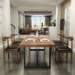 Solid-Top Dining Set 1/5 Pcs Industrial Metal Frame Dining Table and Chairs