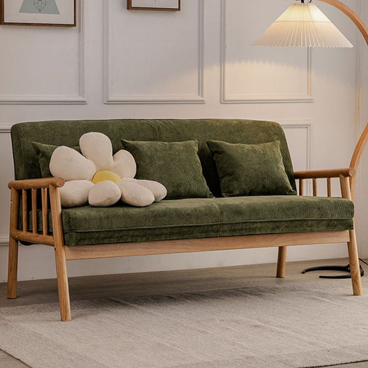 3-Seater Solid Wood Sofa Scandinavian Single Cushion Seat with Pillows