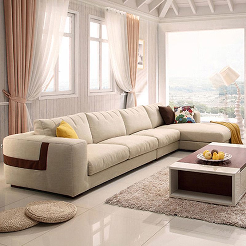 Sofá estacionaria moderna de algodón 4 asientos Sofá y chaise