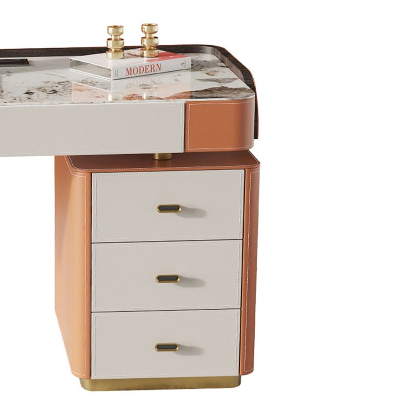 Stein gebogener Büro -Schreibtisch Glam 29.53 "großer Schreibtisch mit Schubladen