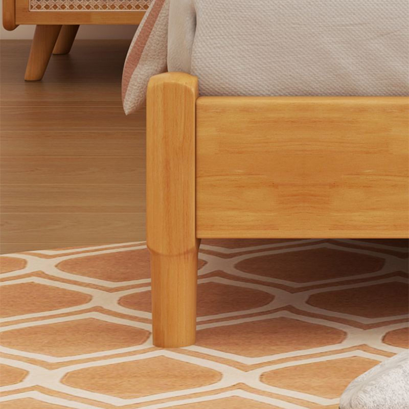 Tropical Brown Panel Bed 46.06" High Rubberwood Bed with Headboard