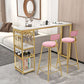 Stone Bar Dining Table Glam Rectangle Bar Table with Double Pedestal for Dining Room Clearhalo 'Bar Furniture' 'Bar Tables' 'bar_tables' 'furn' 'furn_bar_tables' 'Furniture' 'furniture_bar_tables' 'Kitchen & Dining Furniture' 1200x1200_96b82d0d-e4de-41fb-8959-ca9df9df2848