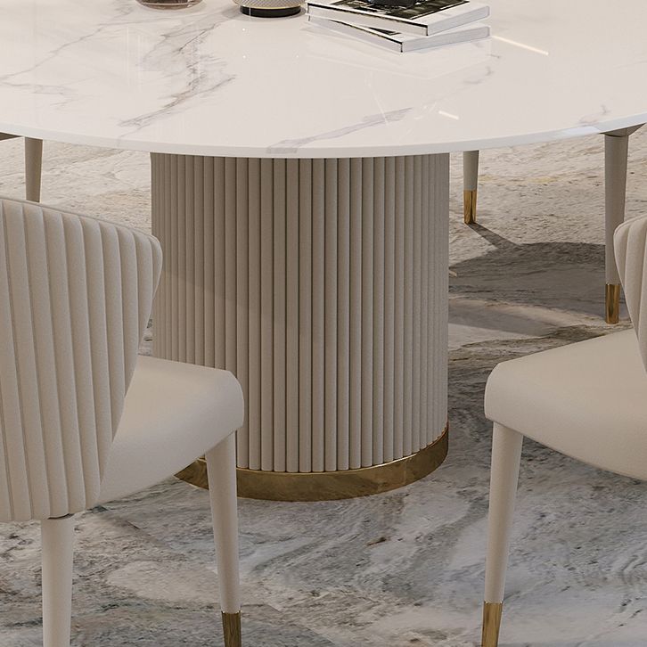 Sintered Stone Top Dining Table Luxury Round Table with Metal Pedestal in White Clearhalo ' dining_table' 'Dining Tables & Seating' 'Dining Tables' 'furn' 'furn_dining_table' 'Furniture' 'furniture_dining_table' 'Kitchen & Dining Furniture' 'kitchen&dining_furn' 'kitchen' 'kitchen_dining_table' 1200x1200_96b85967-4a40-48ec-bb6a-792bb4c2ec6d