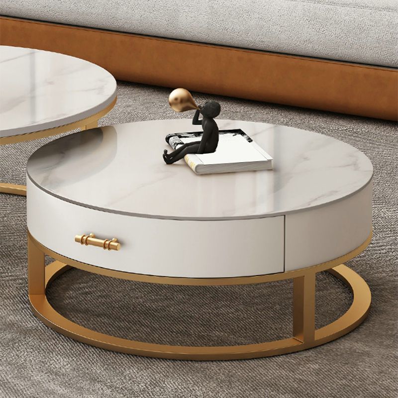 Frame Coffee Table White Slate Cocktail Table with Storage Drawers Clearhalo 'Coffee & Accent Tables' 'Coffee Tables' 'coffee_tables' 'furn' 'furn_coffee_tables' 'Furniture' 'Living Room Furniture' 1200x1200_96b8ad1d-b788-4d1e-8b7b-b9455e5f2ab3