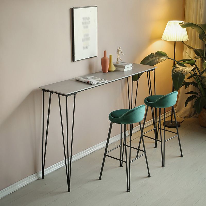 Stone Bar Dining Table Industrial Bar Dining Table with 4 Black Legs Clearhalo 'Bar Furniture' 'Bar Tables' 'bar_tables' 'furn' 'furn_bar_tables' 'Furniture' 'furniture_bar_tables' 'Kitchen & Dining Furniture' 1200x1200_96bb9450-d4c6-4582-bf40-4574da705a6f