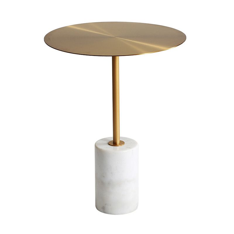 Round Pedestal Side Table Contemporary Mental Top End Table for Living Room Clearhalo 'Coffee & Accent Tables' 'End & Side Tables' 'end_side_table' 'end_side_tables' 'furn' 'furn_end_side_tables' 'Furniture' 'furniture_end_side_table' 'Living Room Furniture' 1200x1200_96bc4538-643b-48dc-91b3-b652ebaba2c9