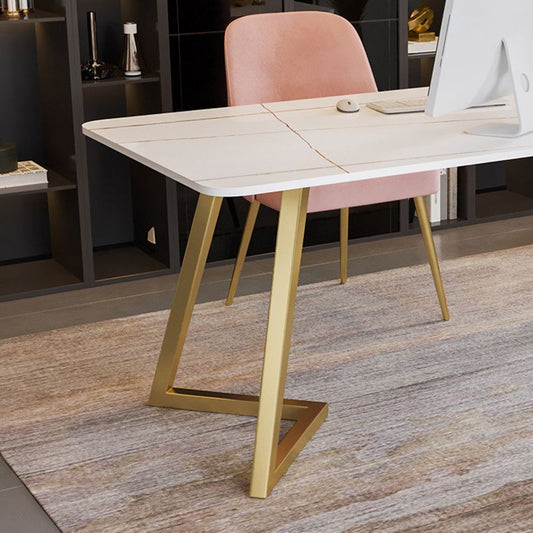 Glam Writing Desk Rectangular Secretary Desk with Metal Legs