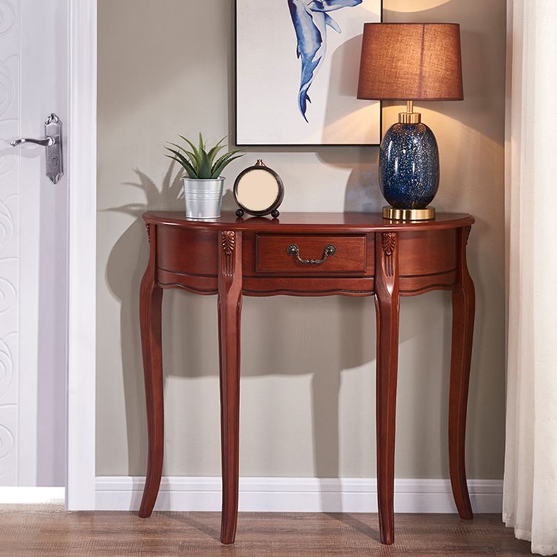 Mid-Century Modern Console Table Half Moon 4 Legs Rubbered Wood Sofa Console Table Clearhalo 'Console Tables' 'console_tables' 'Entry & Mudroom Furniture' 'furn' 'furn_console_tables' 'Furniture' 1200x1200_96c0ec5b-d6f7-4464-8cef-d85254cc2642