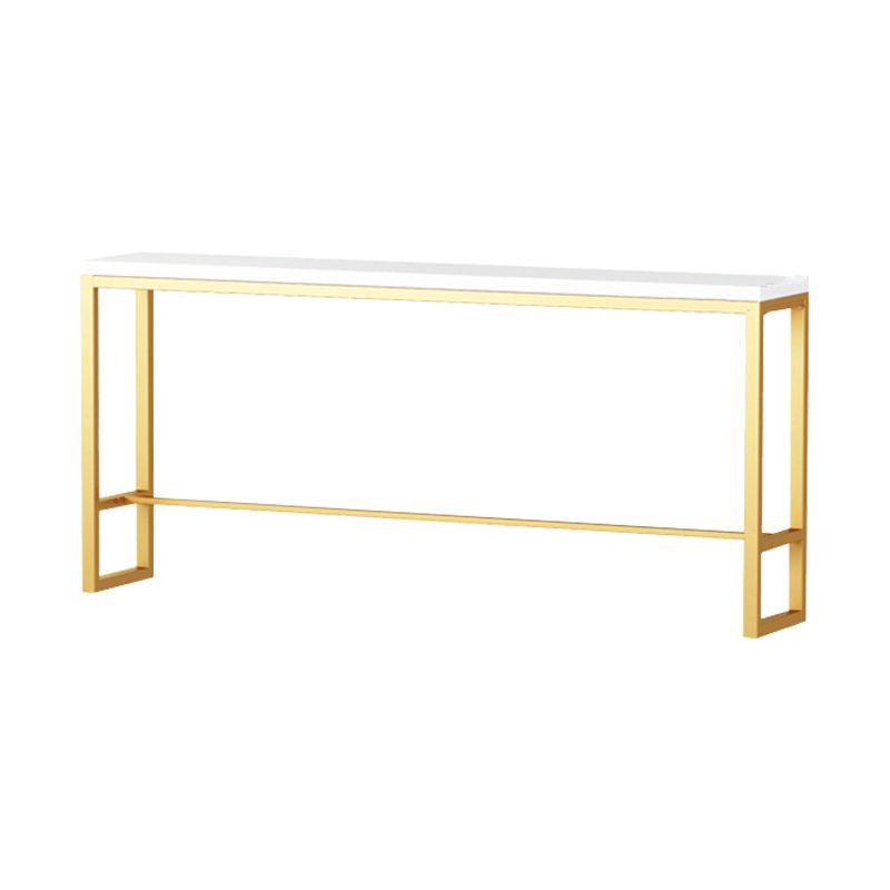 Glam Rectangle Indoor Pub Bar Table Gold Iron Bar Dining Table with Trestle Pedestal Clearhalo 'Bar Furniture' 'Bar Tables' 'bar_tables' 'furn' 'furn_bar_tables' 'Furniture' 'furniture_bar_tables' 'Kitchen & Dining Furniture' 'kitchen&dining_furn' 'kitchen' 1200x1200_96c77696-72b5-4555-992a-c21e368f3b5b
