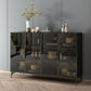 Stile sideboard in vetro moderno in stile sala da pranzo 36,6 "h buffet server in nero