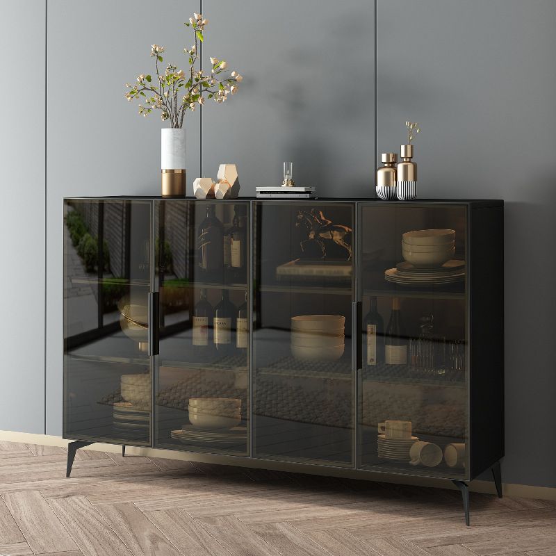 Stile sideboard in vetro moderno in stile sala da pranzo 36,6 "h buffet server in nero