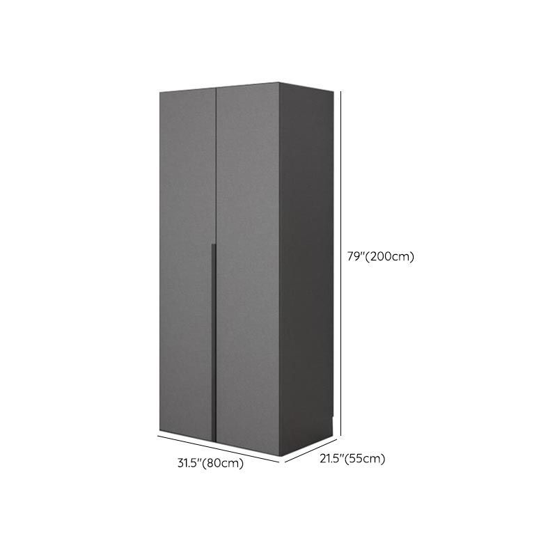 Modern Gray Storage Cabinet with Hinged Doors Faux Wood Cabinet for Bedroom
