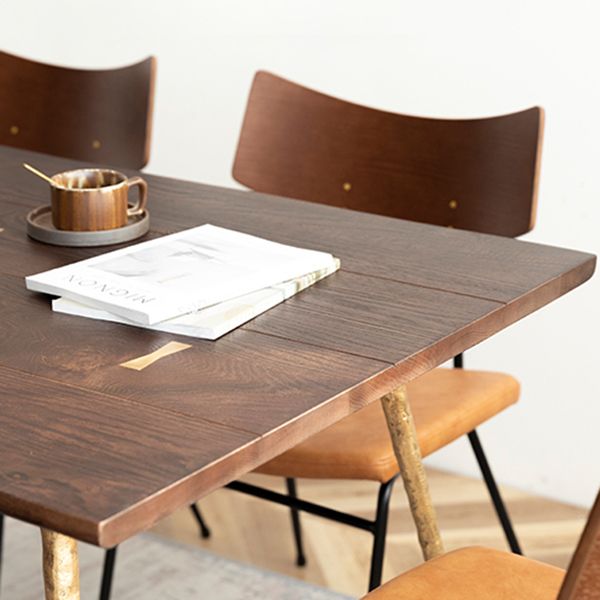 Traditional Luxury Dining Table Rectangle Wooden 4 Legs Table with Metal Base Clearhalo ' dining_table' 'Dining Tables & Seating' 'Dining Tables' 'furn' 'furn_dining_table' 'Furniture' 'furniture_dining_table' 'Kitchen & Dining Furniture' 'kitchen&dining_furn' 'kitchen' 'kitchen_dining_table' 1200x1200_96cc40cb-35a3-4ee8-b9f5-16dec501fc7c