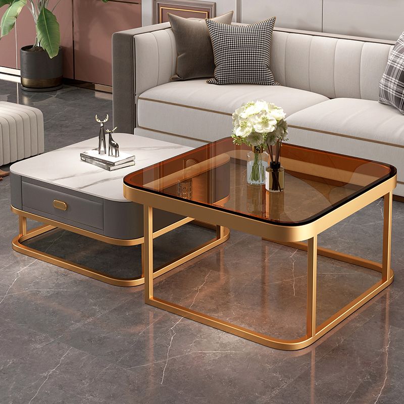 Slate Coffee Table Square 2 Nesting Coffee Table Set for Living Room Clearhalo 'Coffee & Accent Tables' 'Coffee Tables' 'coffee_tables' 'furn' 'furn_coffee_tables' 'Furniture' 'Living Room Furniture' 1200x1200_96cd182c-12af-4f48-a92d-ec4ae82a52c8