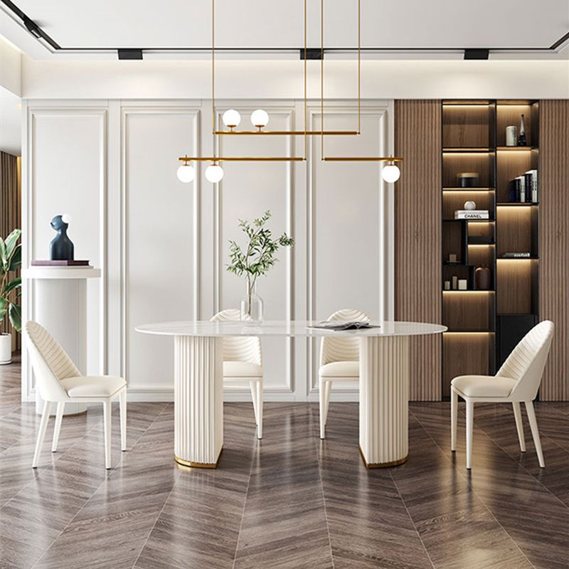 Oval Sintered Stone Top Dining Table Modern Table in White with Double Pedestal Clearhalo ' dining_table' 'Dining Tables & Seating' 'Dining Tables' 'furn' 'furn_dining_table' 'Furniture' 'furniture_dining_table' 'Kitchen & Dining Furniture' 'kitchen&dining_furn' 'kitchen' 'kitchen_dining_table' 1200x1200_96d4da89-072e-436d-98b6-61492cec6c6b