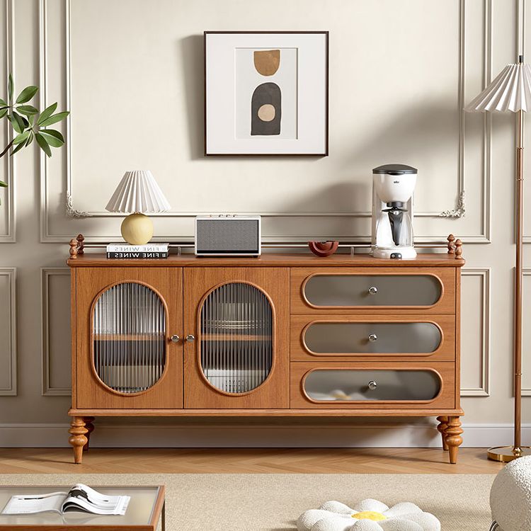 Scheda di vetro in legno in stile moderno Scheda laterale con cassetti e armadi