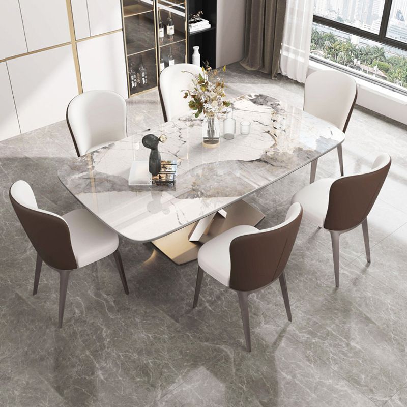 Nordic 1/4/5/7 Pieces Dining Sintered Stone Dining Table Set with Metal Legs Clearhalo 'Dining Room Sets' 'Dining Tables & Seating' 'dining_room_set' 'furn' 'furn_dining_room_set' 'Furniture' 'furniture_dining_room_set' 'Kitchen & Dining Furniture' 1200x1200_96d55b13-a5c4-4fbb-afe7-164780c8d316