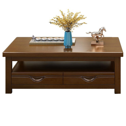 保管引き出しを備えた現代的な長方形のソリッドウッドシングルコーヒーテーブル
