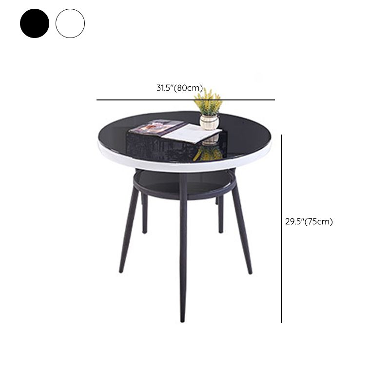 Table à manger stockable de bureau en verre rond moderne pour salle à manger