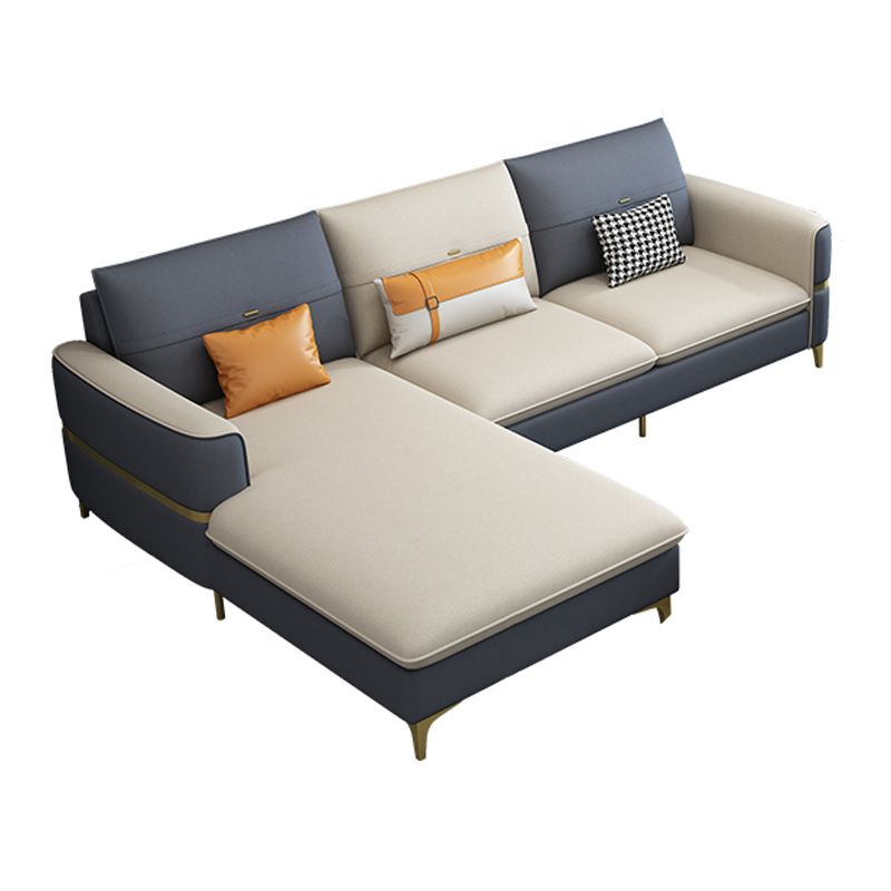 Sofá de brazo cuadrado de cuero de forma escandinava con 2 almohadas