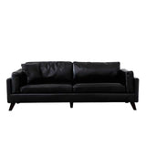 Square Arm Sofa 25.98" High Faux Leather Sofa with 2 Pillows