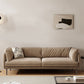 Contemporary Simple Cushions Sofa Tuxedo Arm Faux Leather Seating