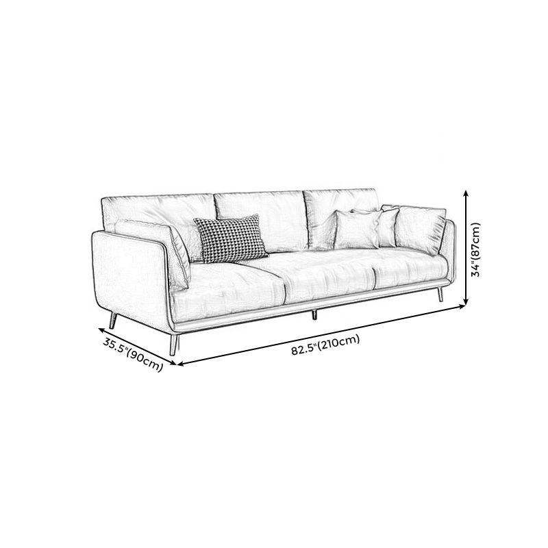 Pillow Armrest Latex Seat Imitation Leather & Leather Upholstered Rectangular Sofa Clearhalo 'furn' 'furn_sofas' 'Furniture' 'furniture_sofas' 'kitchen' 'kitchen_sofas' 'Living Room Furniture' 'Sofa' 'sofas' 1200x1200_96db6d77-9fae-4b15-a8e5-b1a2319250d5