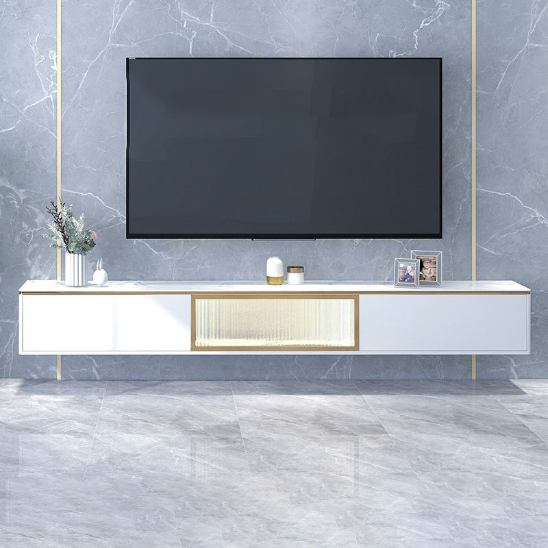 Gabinete de TV de almacenamiento blanco de estilo de piedra estilo glam estilo con 2 cajones