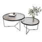 Round Clear Glass Cocktail Table Set Contemporary Cross Legs Coffee Table in Black