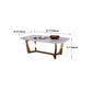 White Marble Top Coffee Table with Golden Steel Trestle Base