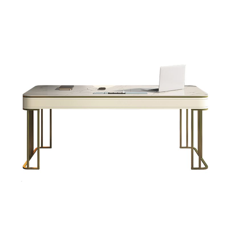 Modern Stone Office Desks Rectangular Shape Task Desks with 2-Drawers in White Clearhalo 'furn' 'furn_office_desk' 'Furniture' 'Office Desks' 'Office Furniture' 'office_desk' 1200x1200_96dfc7c5-d20f-4147-9461-5edcbffc3908