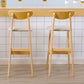 Sgabello da bar in legno di gomma in legno di gomma posteriore con base in legno