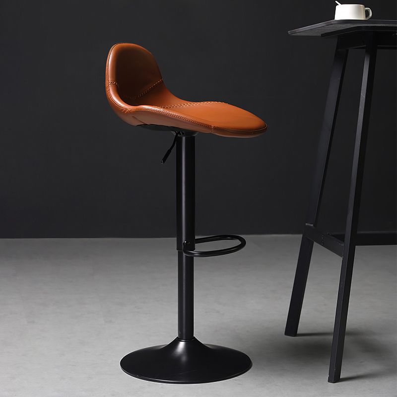 Indoor Industrial Metal Legs Faux Leather Upholstered Bar Stools