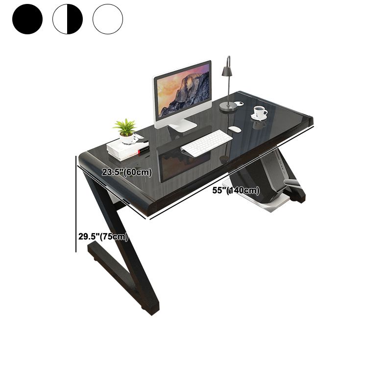 Contemporary Glass Computer Desk with Cable Management Writing Desk Clearhalo 'furn' 'furn_office_desk' 'Furniture' 'Office Desks' 'Office Furniture' 'office_desk' 1200x1200_96e2f3ab-1bbc-40fe-ae43-261f03c0edf3