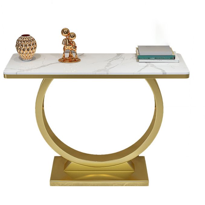 Glam Stone Console Sofa Table Rectangle Console Accent Table for Hall Clearhalo 'Console Tables' 'console_tables' 'Entry & Mudroom Furniture' 'furn' 'furn_console_tables' 'Furniture' 1200x1200_96e444a5-9c7b-40ae-ab20-f3794569fda2