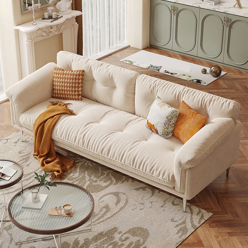 Braccio divano a trapuntato di divano contemporaneo di braccio a rulli in beige/verde