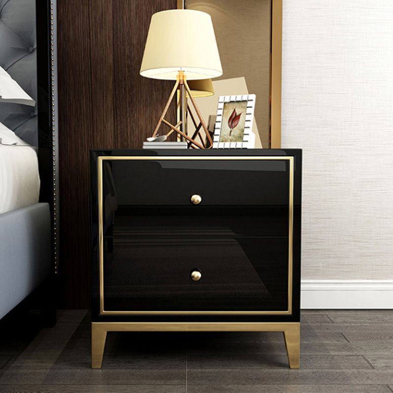 Glass Accent Table Nightstand Contemporary Nightstand with 2 Drawers Clearhalo 'Bedroom Furniture' 'furn' 'furn_night_stand' 'Furniture' 'night_stand' 'Nightstands' 1200x1200_96e758e7-c79c-4661-9541-803019db173d