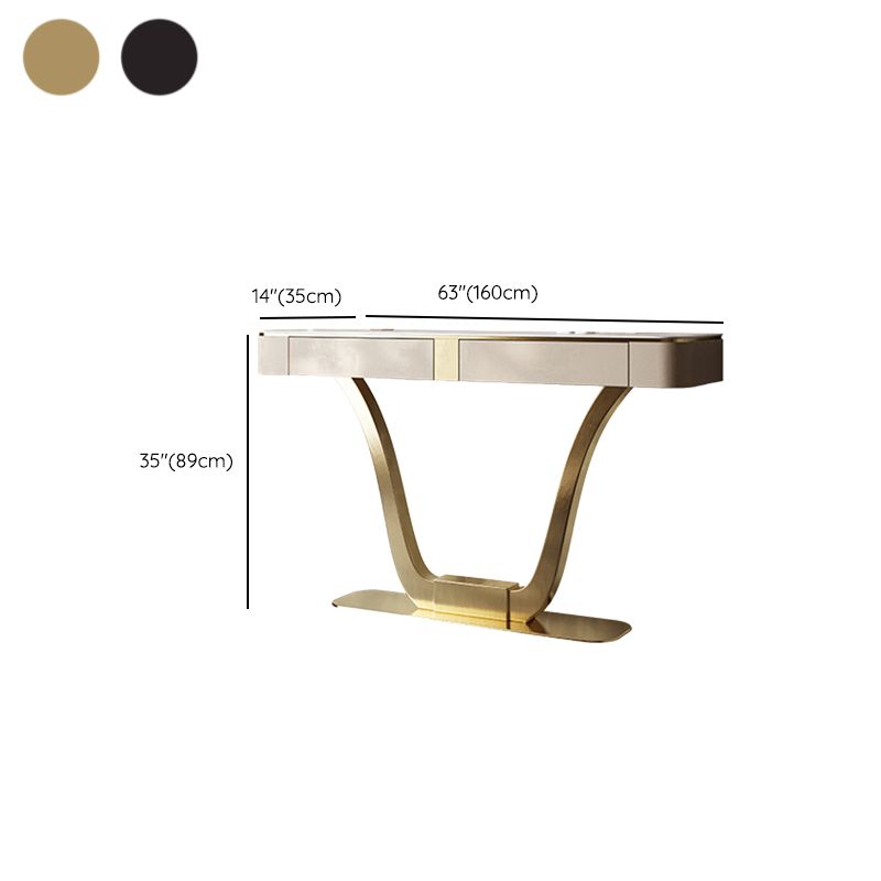 Half Moon Shape Contemporary Console Table Black/White Stone Console Sofa Table Clearhalo 'Console Tables' 'console_tables' 'Entry & Mudroom Furniture' 'furn' 'furn_console_tables' 'Furniture' 1200x1200_96e81e8f-26dc-45c7-a794-b94b58577764