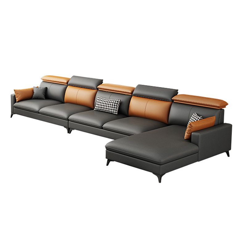 Contemporary 35.43 " H Faux Leather Square Arm Sofa & Chaise Clearhalo 'furn' 'furn_sectionals' 'Furniture' 'Living Room Furniture' 'Sectionals' 1200x1200_96e9367a-ab58-4c71-b2a3-4407462c64f4