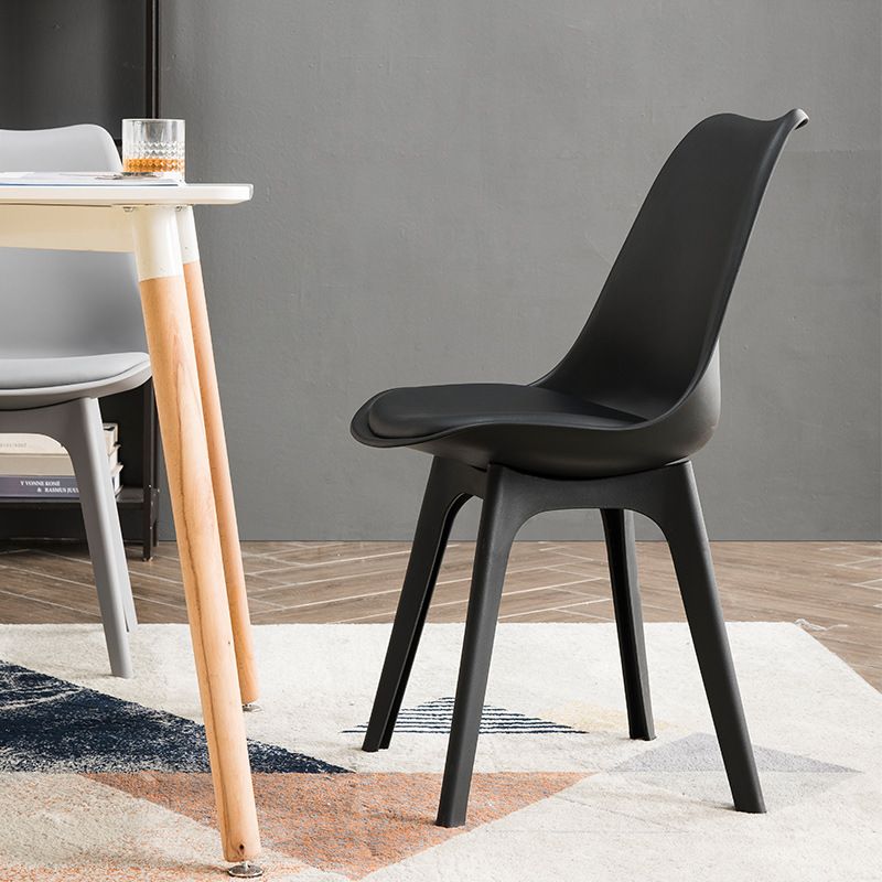 Minimalist Style Plastic Dining Armless Chair Upholstered Solid Back Chairs for Home Clearhalo ' kitchen&dining_furn' 'Dining Chairs' 'Dining Tables & Seating' 'dining_chair' 'Furniture' 'furniture_dining_chair' 'Kitchen & Dining Furniture' 'kitchen' 1200x1200_96e99ad7-ef5f-438b-af5c-f856a6077df4