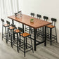 Mesa de bar de madera maciza marrón, mesa de comedor con base de caballete para cocina y sala de estar