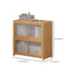 Contemporary Wood Accent Cabinet Rectangle Storage Cabinet with Glass Top