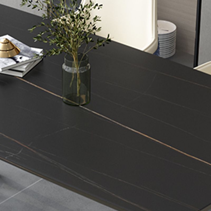 Black Metal Double Pedestal Dining Table Industrial Rectangle Fixed Table Clearhalo 'Dining Tables & Seating' 'Dining Tables' 'dining_table' 'furn' 'furn_dining_table' 'Furniture' 'furniture_dining_table' 'Kitchen & Dining Furniture' 'kitchen' 'kitchen_dining_table' 1200x1200_96ec8678-9274-4700-ba89-908949996e2f