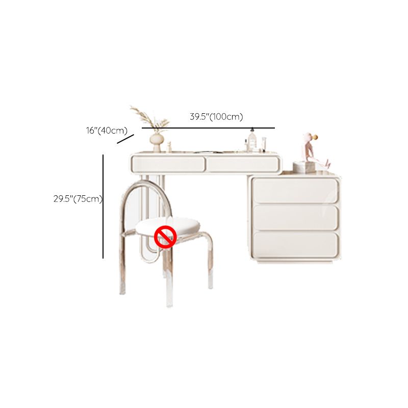 Modern Wooden Vanity Makeup Dressing Table Stool Set in White