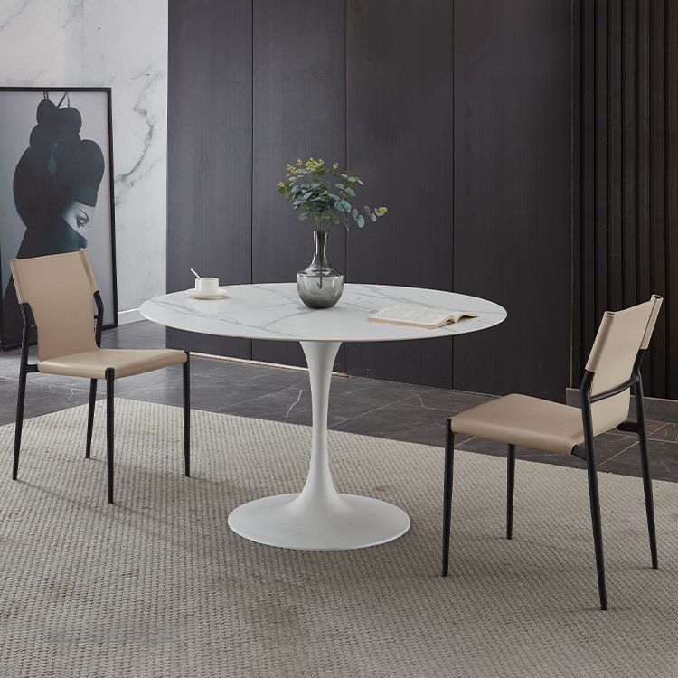 Minimalist Sintered Stone Dining Table Round Shape Kitchen Dining Table with Tulip Base Clearhalo ' dining_table' 'Dining Tables & Seating' 'Dining Tables' 'furn' 'furn_dining_table' 'Furniture' 'furniture_dining_table' 'Kitchen & Dining Furniture' 'kitchen&dining_furn' 'kitchen' 'kitchen_dining_table' 1200x1200_96ee1464-cdce-42d1-8e40-3e76108b7b6b