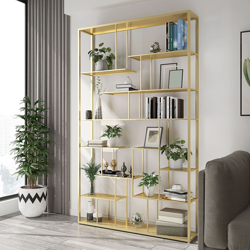 Geometric Metal Shelf Bookcase Glam Vertical Open Book Shelf Clearhalo 'Bookcases' 'furn' 'furn_bookcases' 'Furniture' 'Office Furniture' 1200x1200_96f27e3d-076a-4486-b16c-ce8ee269ff8f