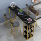 Faux Marble Counter Height Bar Table Glam Metal Base Counter Wine Table
