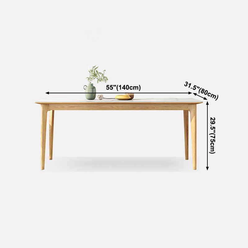 Midcentury Rectangle Dining Table Sintered Stone Table with 4 Legs Wood Base Clearhalo ' dining_table' 'Dining Tables & Seating' 'Dining Tables' 'furn' 'furn_dining_table' 'Furniture' 'furniture_dining_table' 'Kitchen & Dining Furniture' 'kitchen&dining_furn' 'kitchen' 'kitchen_dining_table' 1200x1200_96f559ac-946b-4a79-9489-5379297f3ba7